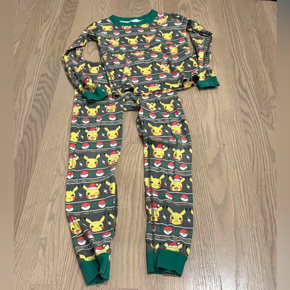 Hanna Anderson Kids pikachu Pokemon Holiday Striped Pajama Set Long Sleeve